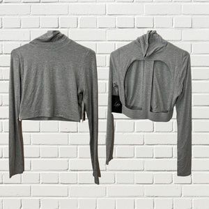 Naked Wardrobe Lori Harvey Open Back Turtleneck Crop Top